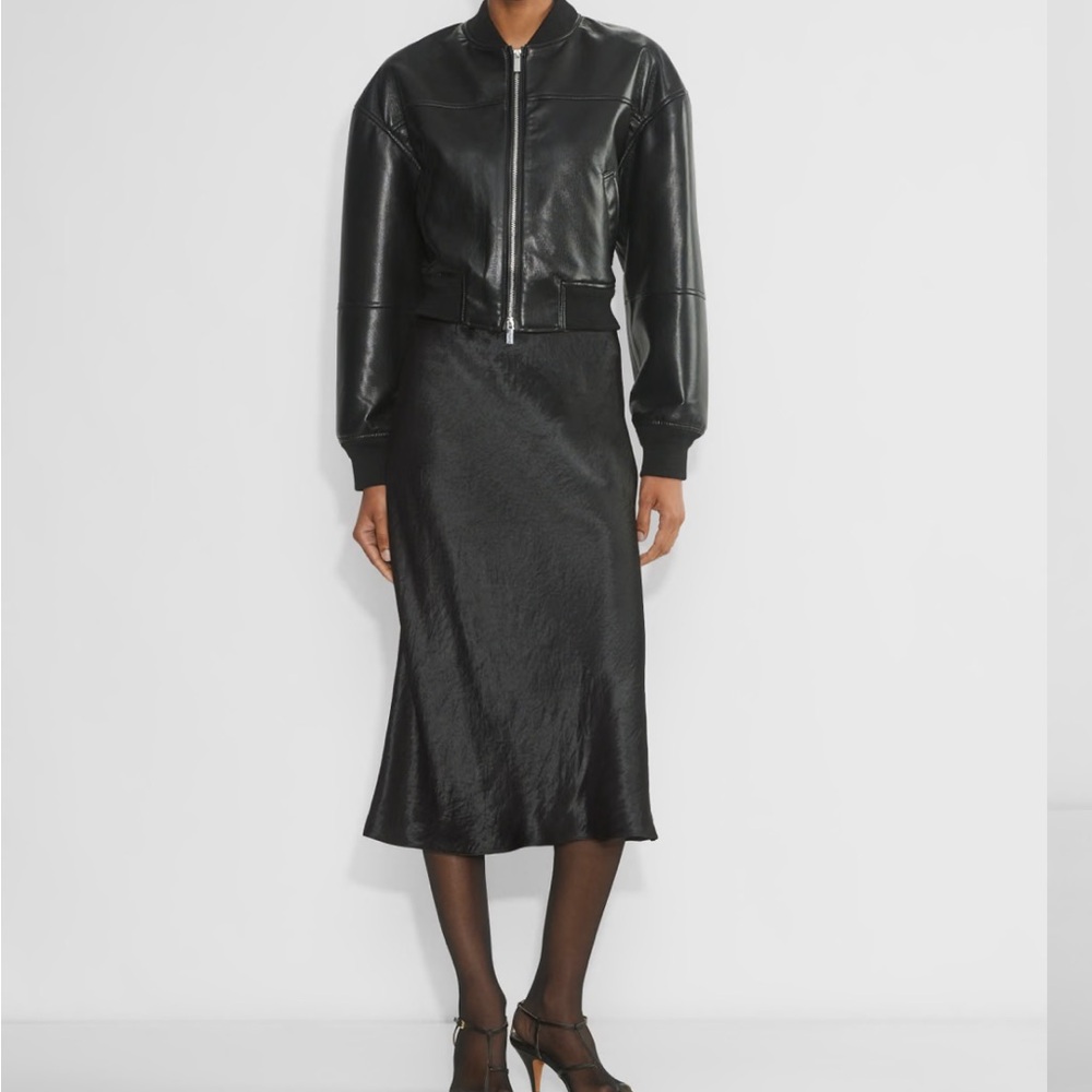 Aritzia High-rise satin midi slip skirt